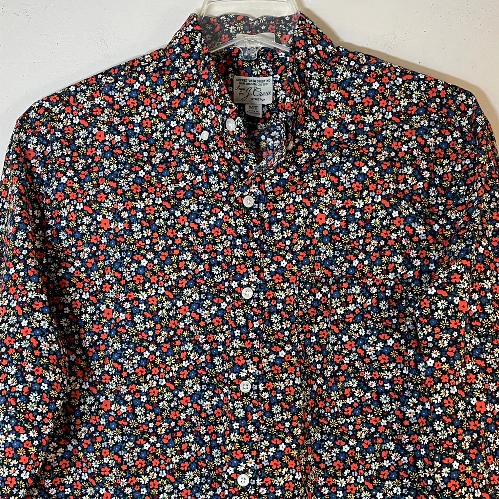 NEW! J. Crew Organic Cotton Multicolor Floral Men's Shirt. Medium Tall.